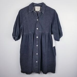 Fantastic Fawn Katy Washed Denim Babydoll Dress NWT
